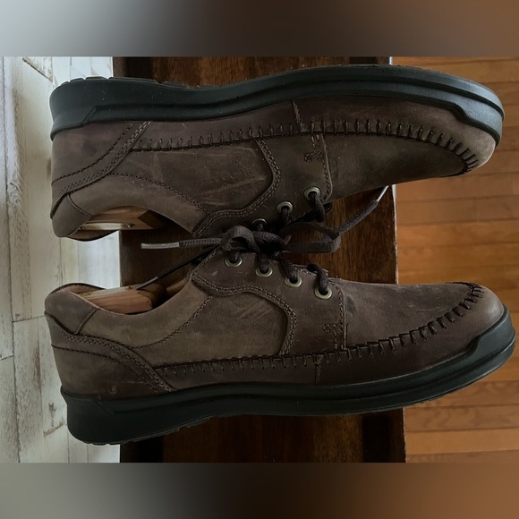 Ecco Seawalker Shoes Casual Walking  Brown Leather Mens EU 45 US 11 11.5 Lace Up ECCO Seawalker Men Sneaker Cocoa Nubuck Lace Up 11-11.5  main image 3